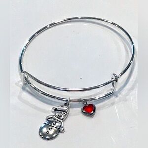Christmas Themed Adjustable Zinc Alloy Wire Silver Metal Bangle Charm Br…
